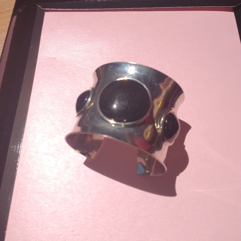 Silver And Black Adjustable Cuff Bracelet - image 4